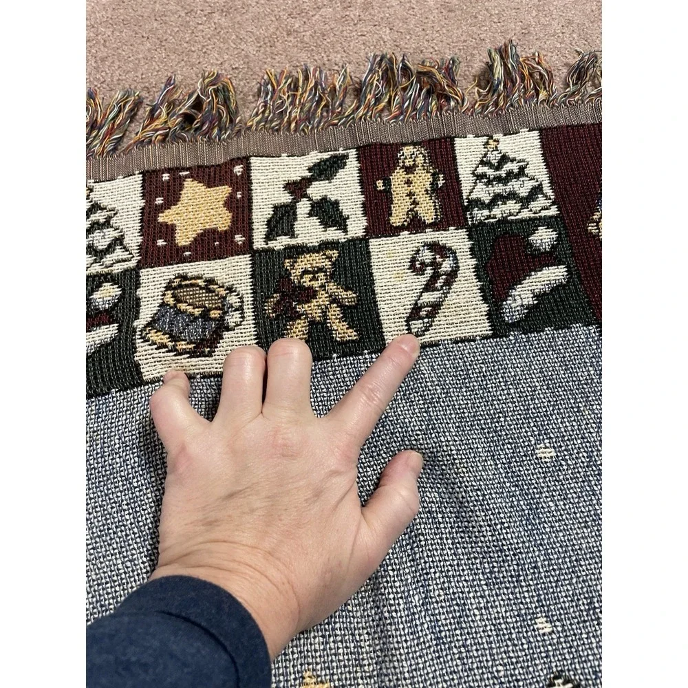 Vintage Teddy Bear Christmas Tapestry Blanket Wall Hanging 52 X 36‎